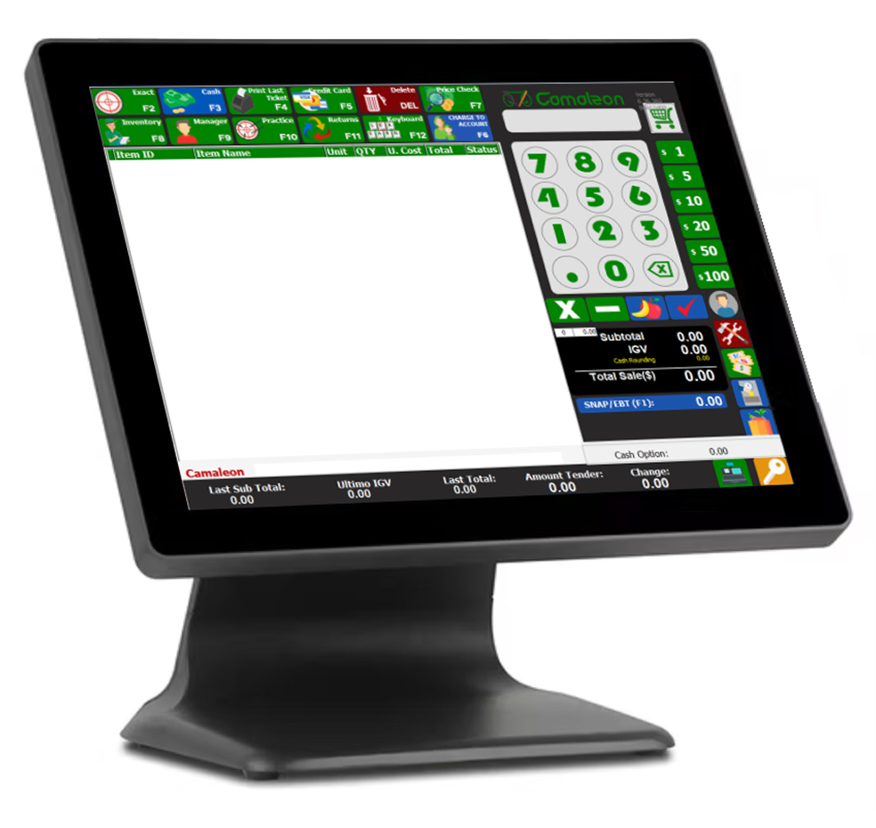Terminal POS Camaleon Retail con pantalla táctil y teclado numérico